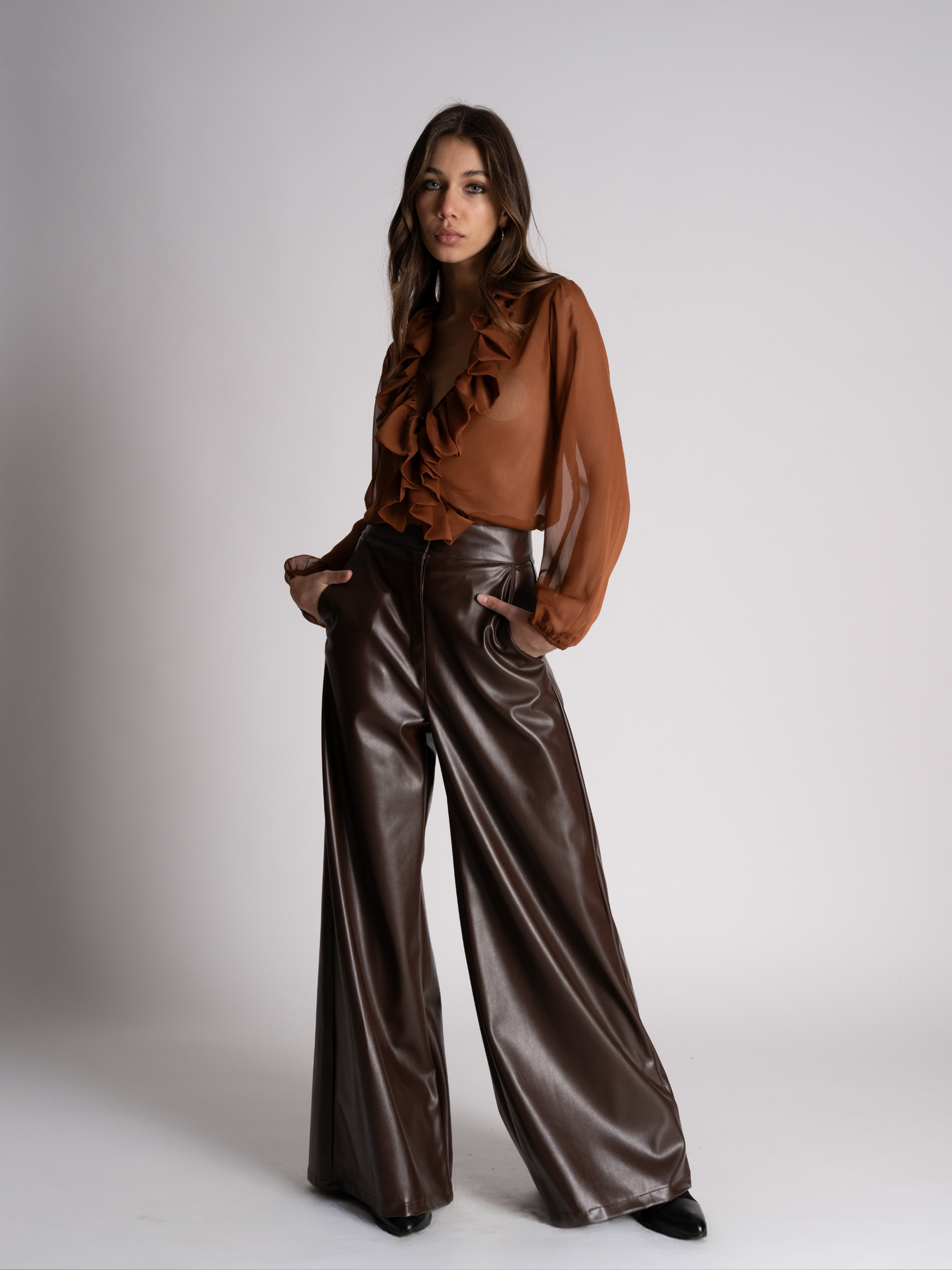 PANTALON GIULIA ECOCUERO CAFÉ